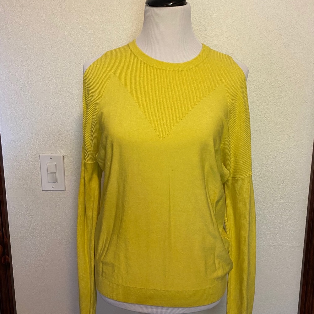Yellow cold shoulder sweater